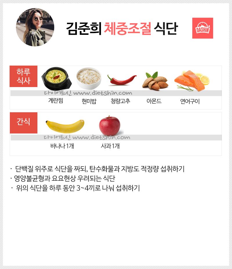 김준희 다이어트 식단표 (체중조절 식단)