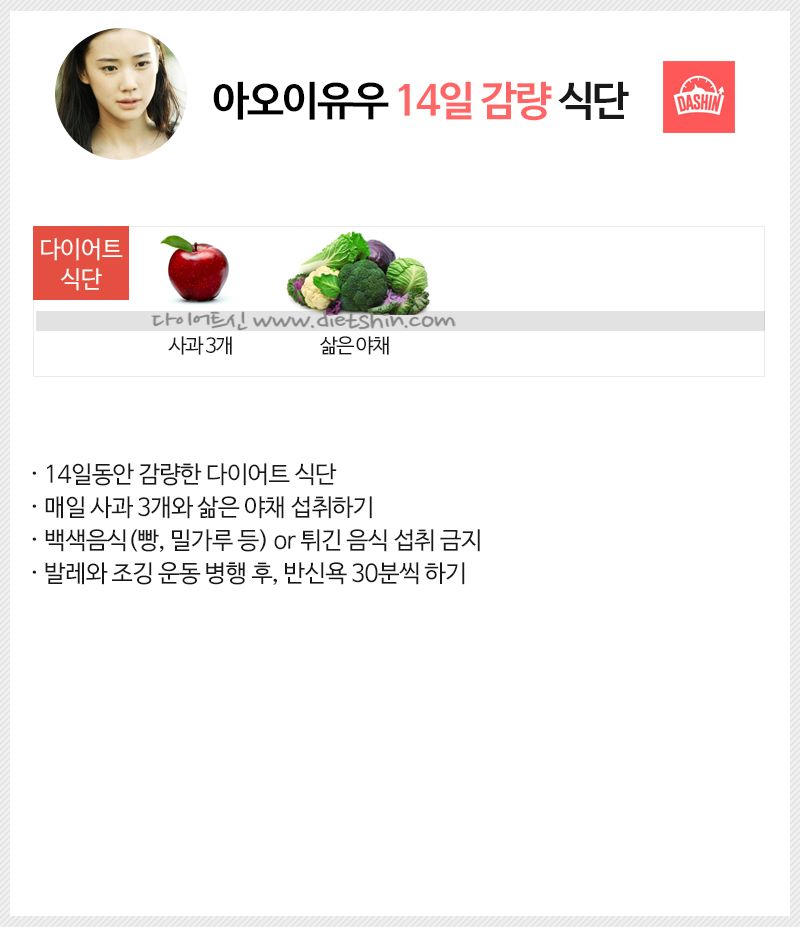 배우 아오이유우 식단표 (14일 감량 식단)