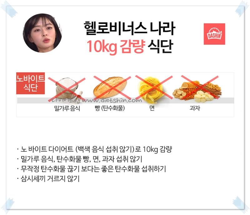 걸그룹 헬로비너스 나라 식단표 (10kg 감량)