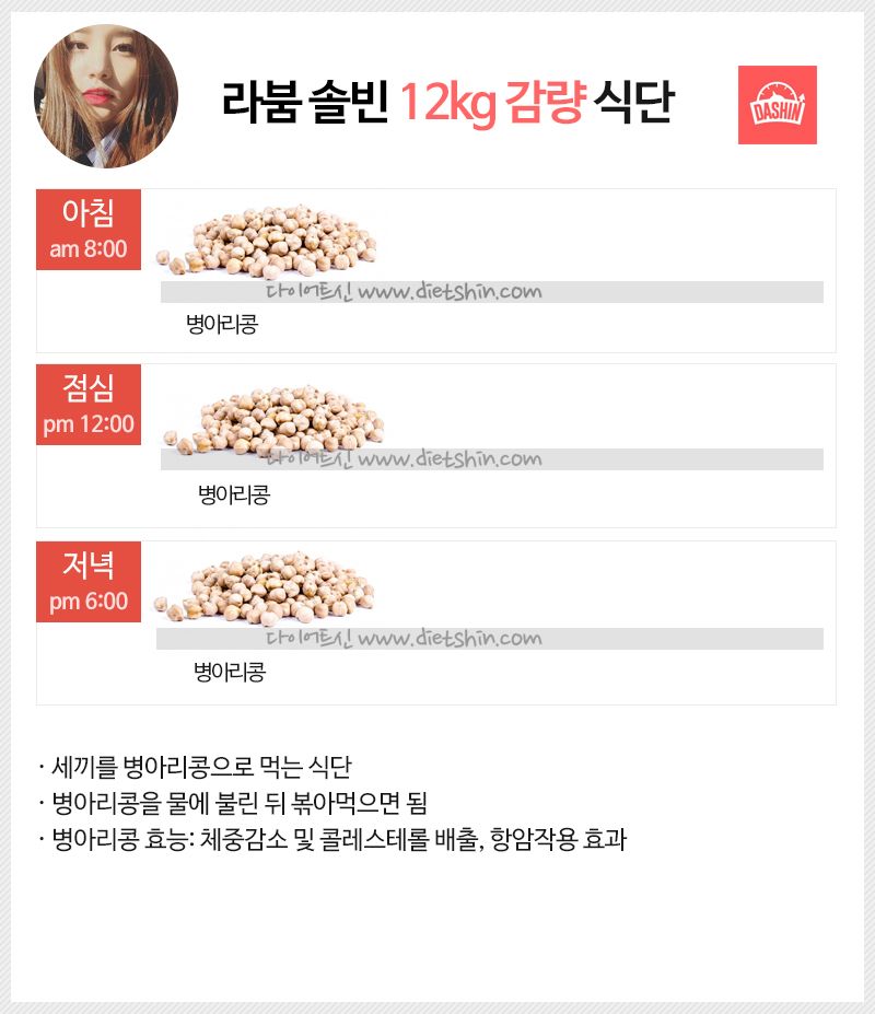 라붐 솔빈 식단표 (12kg 감량 식단)