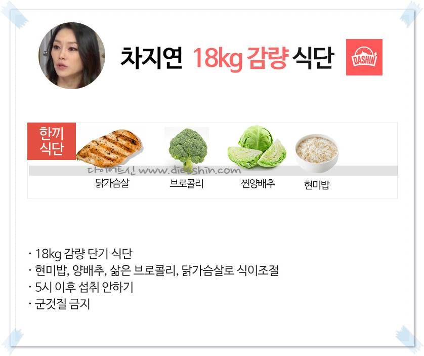 뮤지컬 배우 차지연 식단표 (18kg 감량)