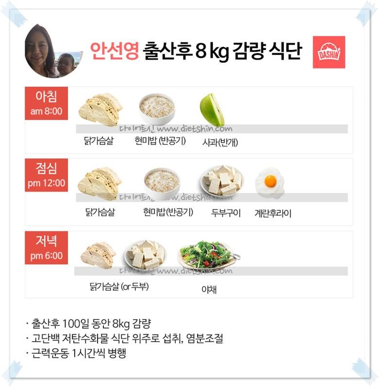 방송인 안선영 식단(100일동안 8kg 감량)