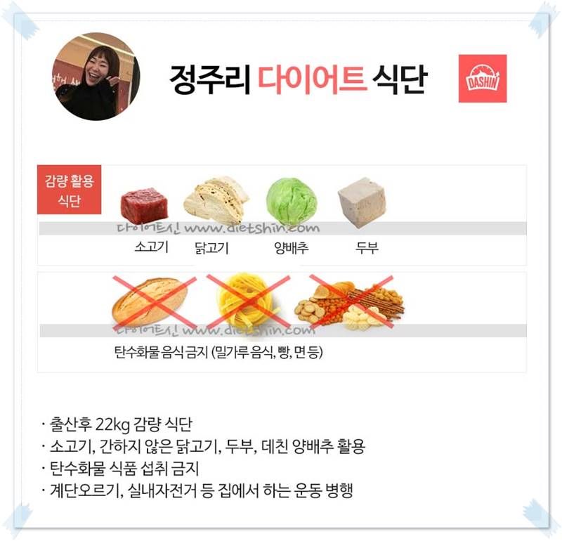 개그맨 정주리 식단 (22kg 감량)